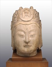 Head of Guanyin, late Northern Qi/Sui dynasty, late 6th century, China, Marble with traces of metal