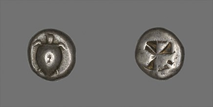 Stater (Coin) Depicting a Sea Turtle, 650/600 BC, Greek, Greece, Silver, Diam. 2 cm, 12.22 g