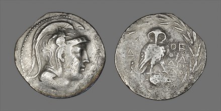 Tetradrachm (Coin) Depicting the Goddess Athena, 196/187 BC, Greek, Athens, Silver, Diam. 3.6 cm,
