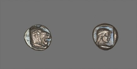 Drachm (Coin) Depicting Lion, 500/480 BC, Greek, Knidos, Silver, Diam. 1.6 cm, 6.21 g