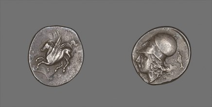 Stater (Coin) Depicting Pegasus Flying, 4th/3rd century BC, Greek, Corinth, Silver, Diam. 2.4 cm, 8