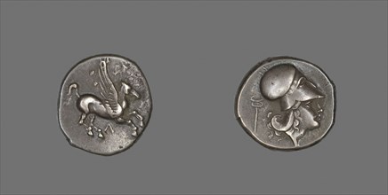 Stater Coin Depicting Pegasus Flying, 400/330 BC, Greek, Levkás, Silver, Diam. 2.1 cm, 8.41 g