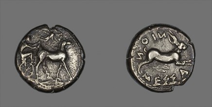 Tetradrachm (Coin) Depicting a Biga of Mules, 476/396 BC, Greek, Messina, Sicily, Messina, Silver,