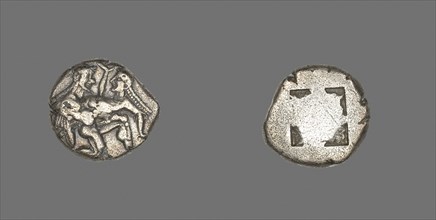 Stater (Coin) Depicting a Satyr and Nymph, 500/463 BC, Greek, minted in Thasos, Thrace, Thásos,