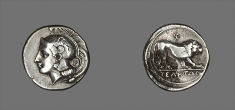 Stater (Coin) Depicting the Goddess Athena, 400/317 BC, Greek, Velia, Silver, Diam. 2.3 cm, 7.23 g
