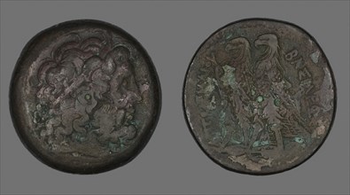 Coin Depicting the God Zeus, 261/247 BC, Greek, minted in Egypt, Egypt, Bronze, Diam. 4.1 cm, 69.74