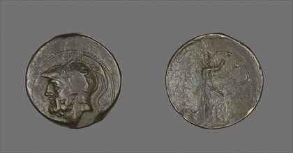 Coin Depicting the God Mars, about 282/203 BC, Greek, Calabria, Bronze, Diam. 2.6 cm, 14.15 g