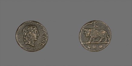 Trias (Coin) Depicting the God Gelas, late 5th century BC, Greek, minted in Gela, Sicily, Gela,