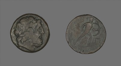 Pentokion (Coin) Depicting the God Zeus, after 210 BC, Greek, Messina, Bronze, DIam. 2.6 cm, 10.17