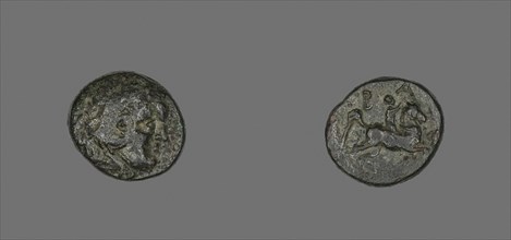 Coin Depicting Herakles, 220/178 BC, issued by Philip V, Greek, Greece, Bronze, Diam. 1.8 cm, 5.30