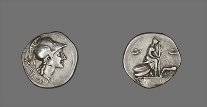 Denarius (Coin) Depicting the Goddess Roma, 115 or 114 BC, Roman, minted in Rome, Roman Empire,