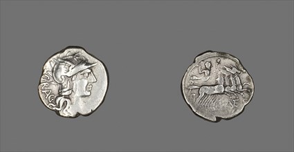 Denarius (Coin) Depicting the Goddess Roma, 136 BC, Roman, minted in Rome, Italy, Silver, Diam. 2