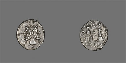 Denarius (Coin) Depicting the God Janus, 119 BC, Roman, minted in Rome, Italy, Silver, Diam. 2 cm,