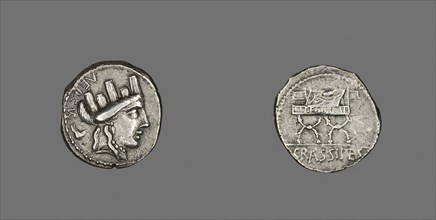 Denarius (Coin) Depicting the Goddess Cybele, 84 BC, Roman, minted in Rome, Italy, Silver, Diam. 2