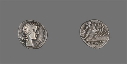 Denarius (Coin) Depicting the God Apollo, 90 BC, Roman, minted in Rome, Italy, Silver, Diam. 2 cm,