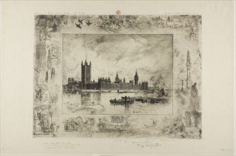 Westminster Palace, 1884, Félix Hilaire Buhot, French, 1847-1898, France, Etching and drypoint on