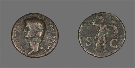 As (Coin) Portraying Emperor Claudius, AD 41/54, Roman, minted in Rome, Rome, Bronze, Diam. 2.9 cm,