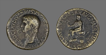 Sestertius (Coin) Portraying Drusus, AD 43, Roman, Roman Empire, Bronze, Diam. 3.4 cm, 25.59 g