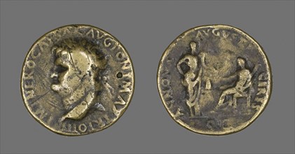 Sestertius (Coin) Portraying Emperor Nero, AD 54/68, Roman, Roman Empire, Bronze, Diam. 3.3 cm, 22