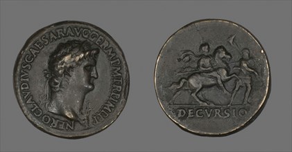 Sestertius (Coin) Portraying Emperor Nero, AD 54/69, Roman, Roman Empire, Bronze, Diam. 3.4 cm, 19