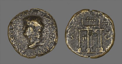Sestertius (Coin) Portraying Emperor Nero, AD 54/69, Roman, Roman Empire, Bronze, Diam. 3.4 cm, 21