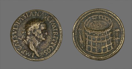 Coin Portraying Emperor Vespasian, AD 70, Roman, Roman Empire, Bronze, Diam. 3.3 cm, 22.52 g