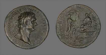 Coin Portraying Emperor Domitian, AD 88, Roman, Roman Empire, Bronze, Diam. 3.6 cm, 21.39 g