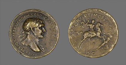 Sestertius (Coin) Portraying Emperor Trajan Conquering Dacia, AD 104/107, Roman, Roman Empire,