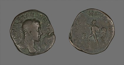 Coin Portraying Emperor Severus Alexander, AD 235, Roman, Roman Empire, Bronze, Diam. 3.1 cm, 22.23