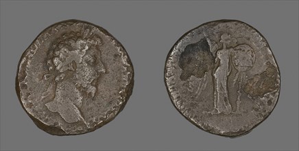Coin Portraying Emperor Marcus Aurelius, AD 161/180 (AD 166?), Roman, Roman Empire, Bronze, Diam. 3