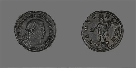 Coin Portraying Emperor Galerius Maximianus, AD 305 (?), Roman, Roman Empire, Bronze, Diam. 2.5 cm,