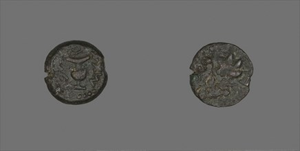 Coin Depicting a Vase, AD 67/68, Roman, Palestine, Israel, Bronze, Diam. 1.8 cm, 3.31 g