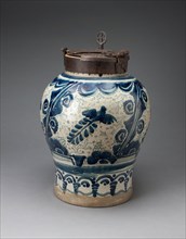 Chocolate Jar with Iron-locked Lid, 1725/75, Talavera poblana, Puebla, Mexico, Puebla, Tin-glazed