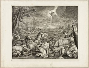 Angel Speeding Abraham, n.d., Cornelis Visscher (Dutch, c. 1629-1658), after Jacopo Bassano