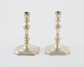 Pair of Taper Holders, 1723/24, Matthew Cooper, English, active c. 1700, London, England, Silver,