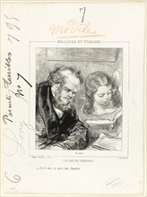 Les-Parents-Terribles series: Will you read that chapter over again…, 1853, Paul Gavarni, French,