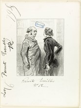 Les-Parents-Terribles series: I can’t stand for that kind of mustaches, 1853, Paul Gavarni, French,