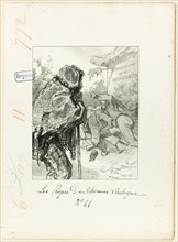 Les Propos de Thomas Vireloque: Bretheren may be, but not cousins, 1853, Paul Gavarni, French,