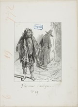 Les Propos de Thomas Vireloque: Figaro grown old-becomes Bazile, 1853, Paul Gavarni, French,