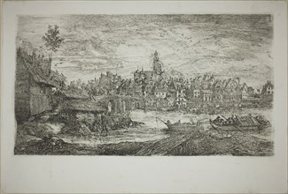 City with Stone Bridge, 1865, Rodolphe Bresdin, French, 1825-1885, France, Etching on white wove