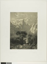 Brunnen, 1852, Alexandre Calame, Swiss, 1810-1864, Switzerland, 278 x 210 mm (image), 454 x 352 mm