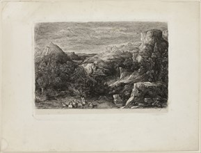 Bathers in a Mountain Pool, 1865, Rodolphe Bresdin, French, 1825-1885, France, Etching and roulette