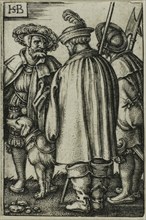 Three Soldiers and a Dog, n.d., Sebald Beham, German, 1500-1550, Germany, Engraving in black on