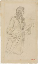 Young Woman Playing a Mandolin, Study for Portrait of Mlle. Fiocre in the Ballet La Source,