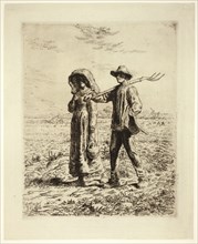 Peasants Going to Work, 1863, Jean François Millet (French, 1814-1875), printed by Auguste Delâtre