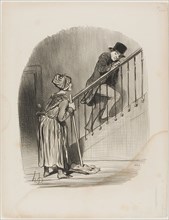 Is my Wife at home? Yes, monsieur, and your cousin too…, plate 4 from Tout ce qu’on voudra, 1847,