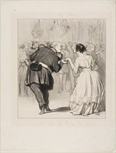 He delights in the ball, plate 10 from Les Banqueteurs, 1849, Honoré Victorin Daumier (French,