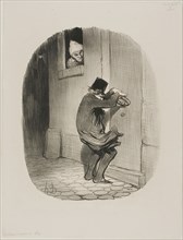 Past Midnight, plate 19 from Locataires et Propriétaires, 1847, Honoré Victorin Daumier (French,
