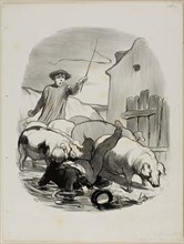 The danger of being caught in a steeple chase, plate 12 from Pastorales, 1845, Honoré Victorin