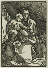The Holy Family Under the Canopy, n.d., Sebald Beham, German, 1500-1550, Germany, Woodcut in black